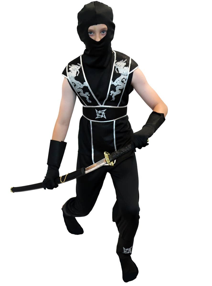 Teen Silver and Black Ninja Costume