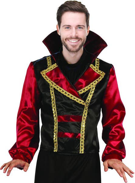 Mens Red and Black Circus Ringmaster Costume Jacket