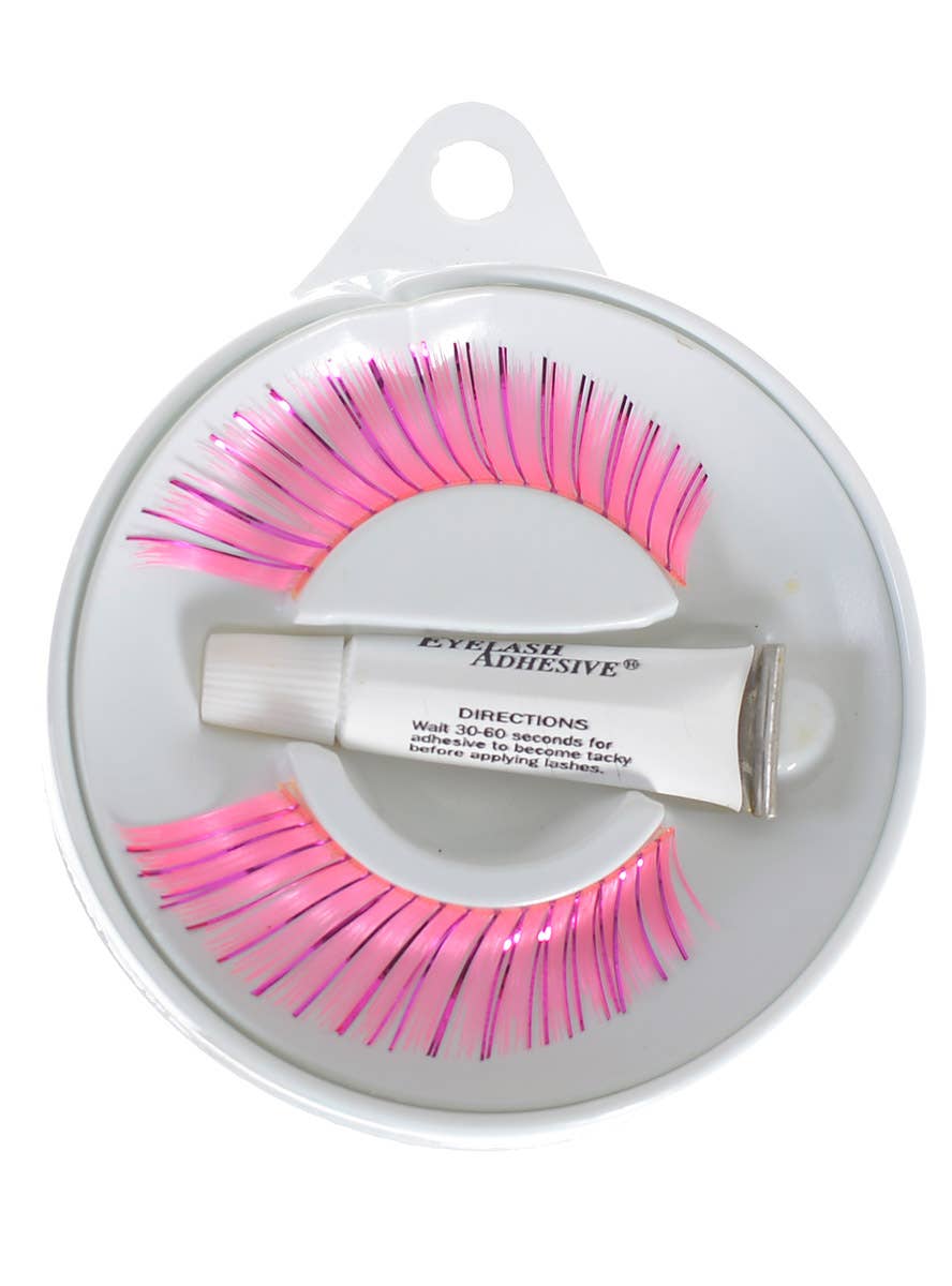 Hot Pink Fake Lashes with Pink Tinsel