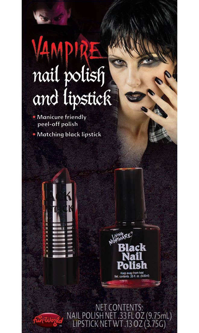 Vampire Black Lipstick and Nail Polish Halloween Makeup Set
