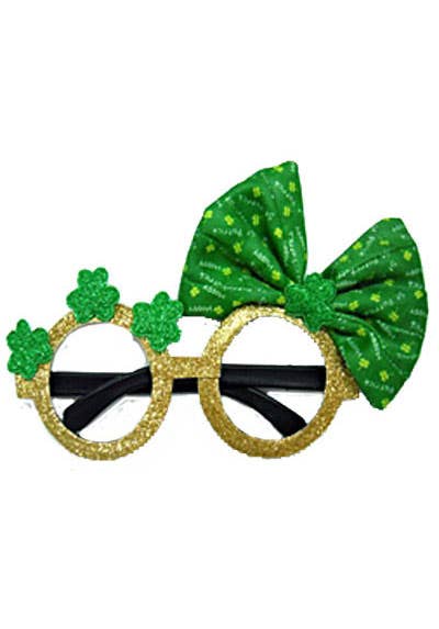 Novelty Irish Shamrock Bow Costume Glasses