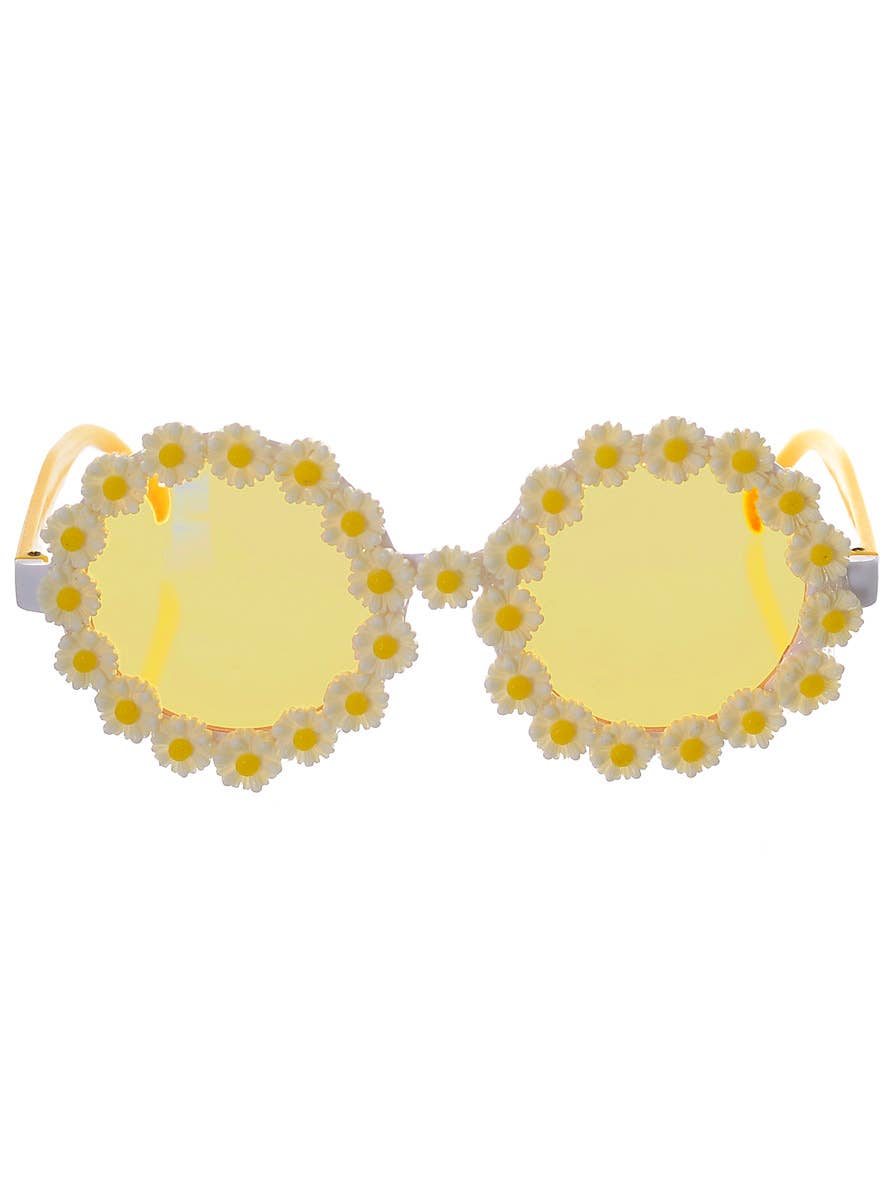 Yellow and White Daisy Hippie Costume Glasses
