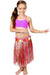 Girls Red Hawaiian Hula Skirt with Flowers