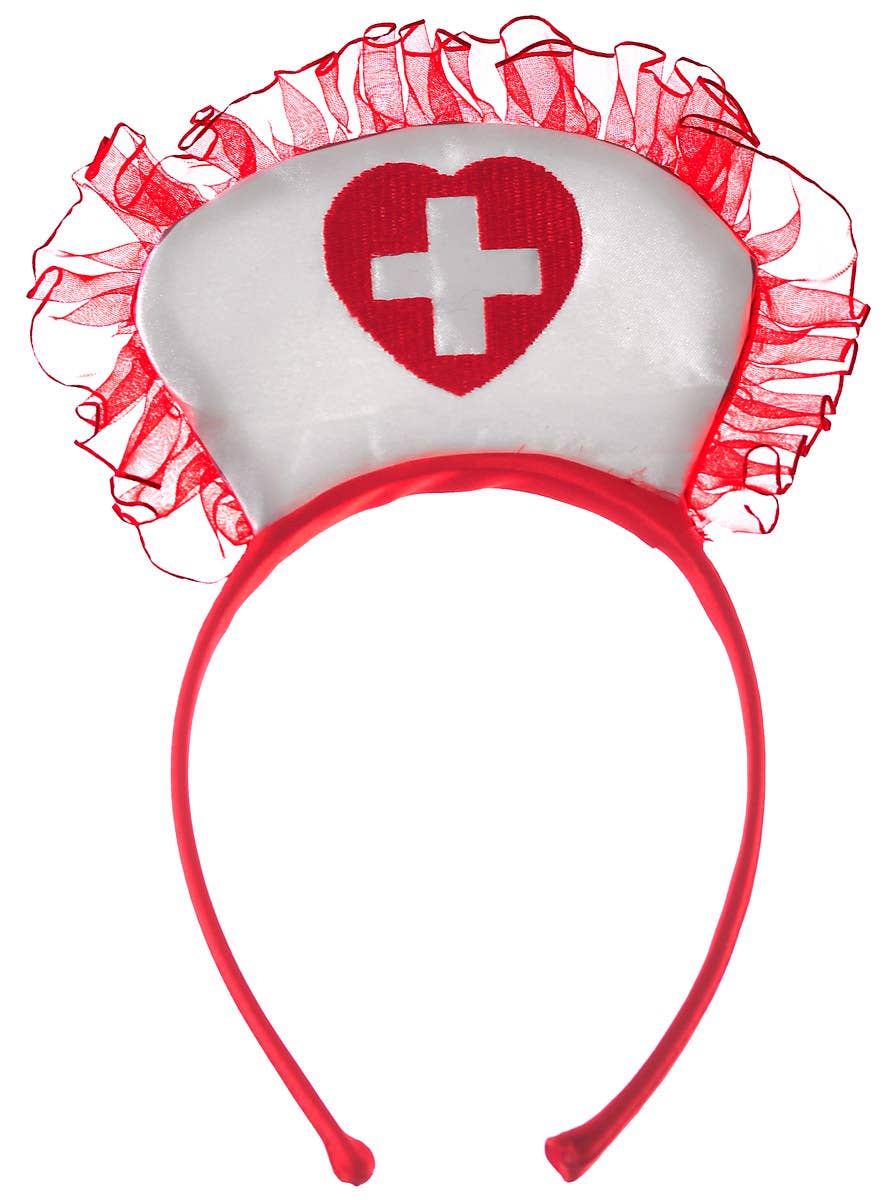 Red and White Nurse Hat on Headband