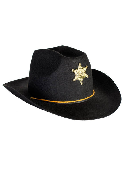 Black and Gold Cowboy Sheriff Costume Hat