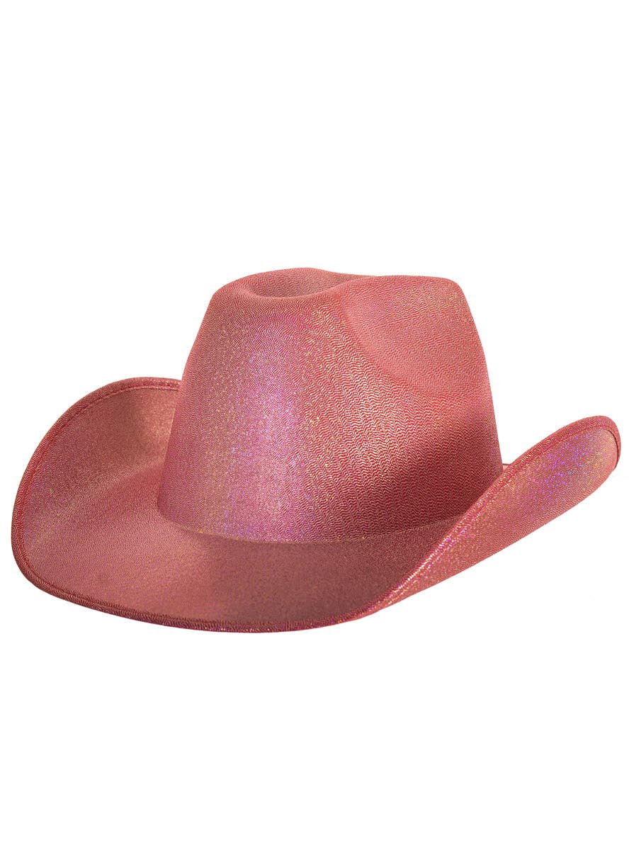 Image of Cowboy Hat Rose Pink Holographic Dot Cowgirl Hat