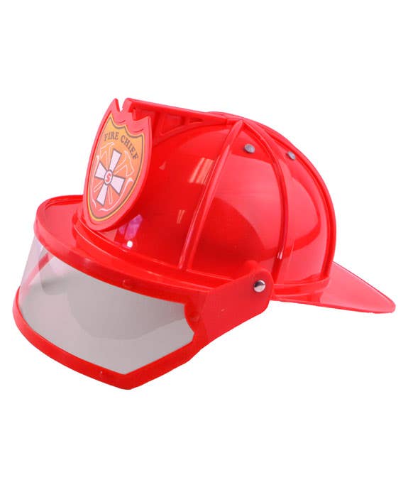 Red Fire Chief Costume Helmet with Visor