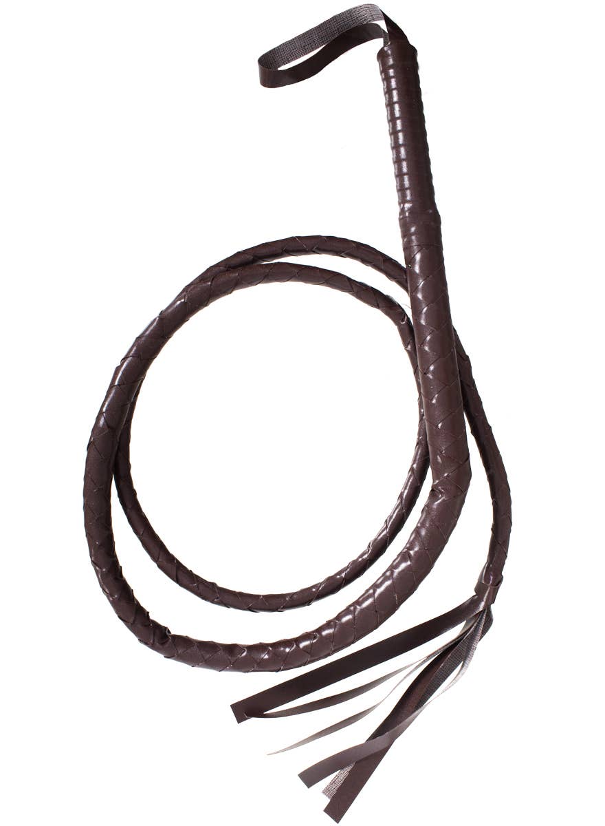 Brown Indiana Jones Style Costume Hat and Whip Set - Whip Image