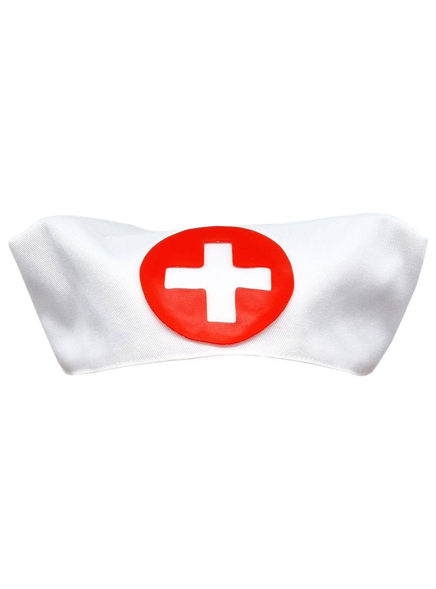 White Cotton Traditional Nurse Costume Hat - Main Image