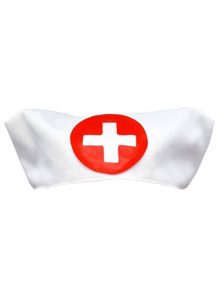 White Cotton Traditional Nurse Costume Hat - Main Image