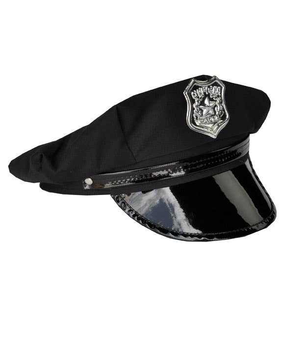 Black Police Officer Costume Hat