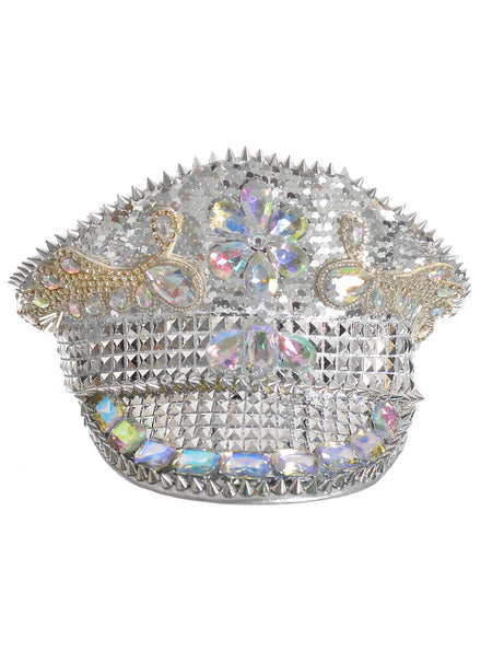 Silver Jewelled Festival Cap Costume Accessory