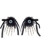 Black Lace Hair Clip with Skeleton Hands and Eyeballs