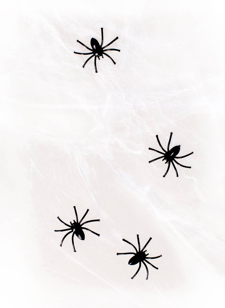 Super Stretchy White Spiderweb with Black Plastic Spiders - Alternate Image