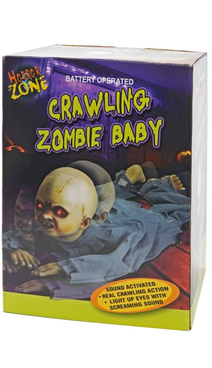 Creepy Crawling Zombie Baby Animated Halloween Decoration with Sounds Package Image