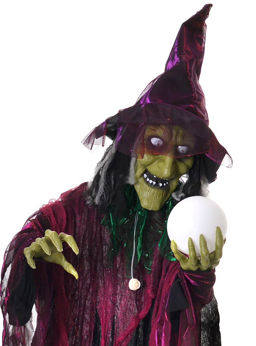Life Size Standing Animated Witch Decoration - Close Up Image