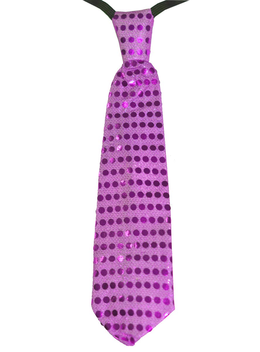 Hot Pink Sequin Light Up Flashing Tie - Main Image