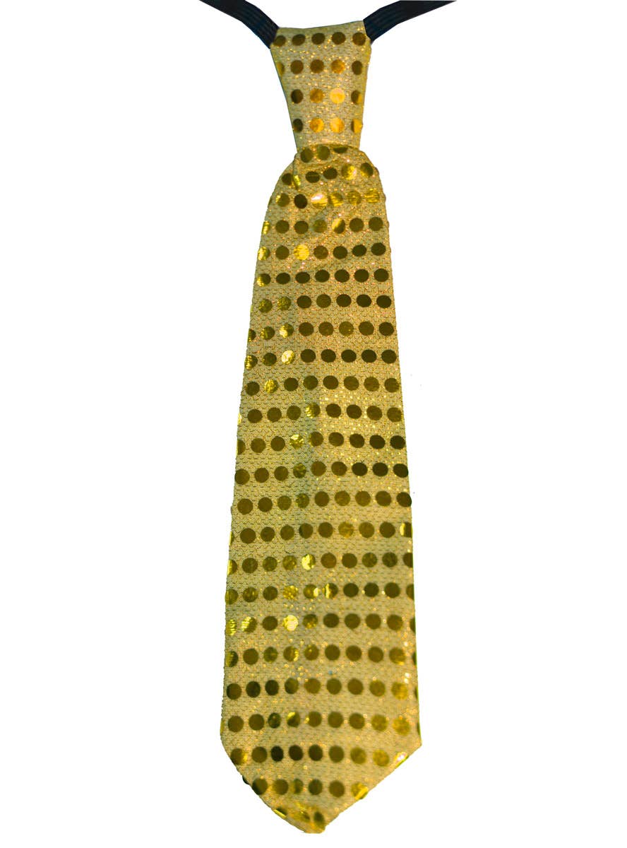 Yellow Sequin Light Up Flashing Tie - Main Image