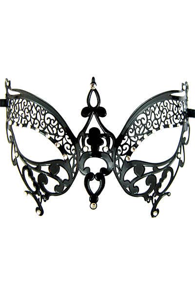 Butterfly Black Metal Masquerade Ball Mask - Main Image