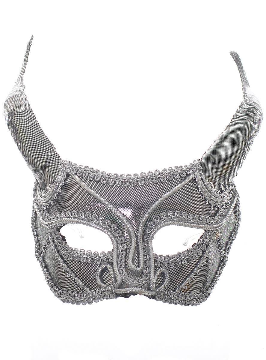 Silver Masquerade Mask with Horns