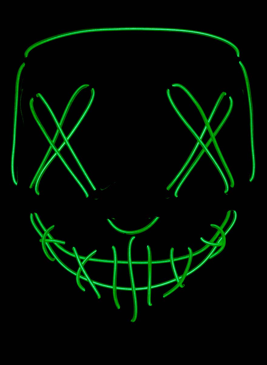 Light Up Black and Neon Green Purge Mask - Light Image