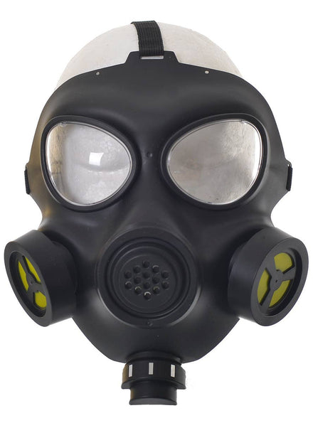 Black Plastic Gas Mask Costume Mask with Yellow Filters