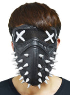 Black Latex Halloween Costume Mask with Spikes