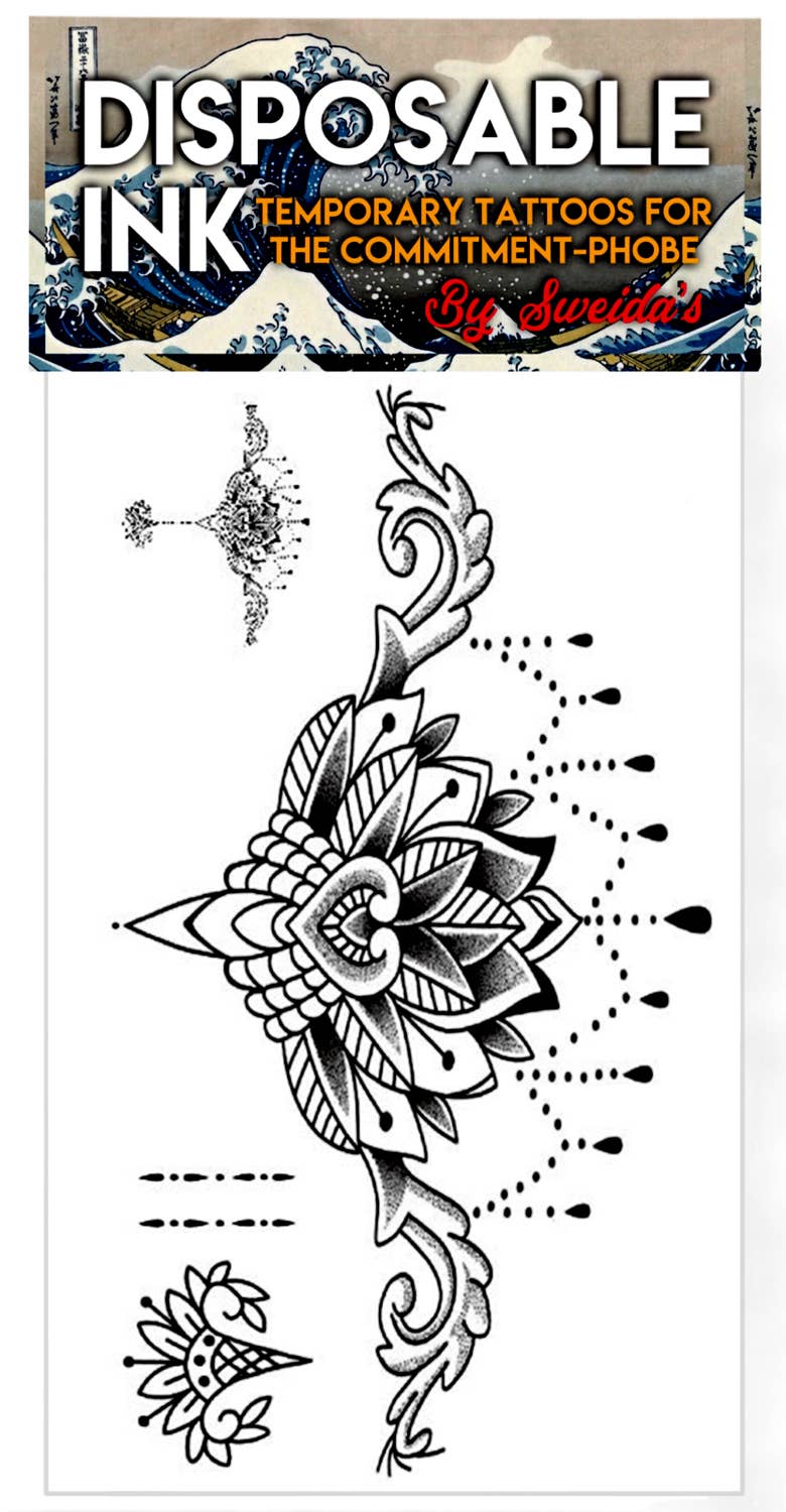 Disposable Ink Floating Lotus Temporary Body Tattoo Costume Accessory Main Image