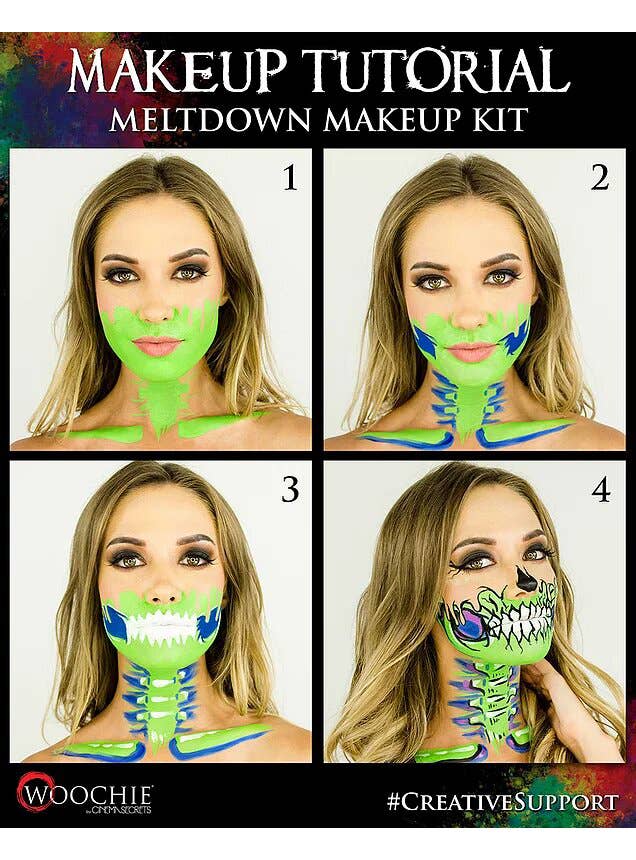 Meltdown Neon Skeleton Makeup Kit - Tutorial Image