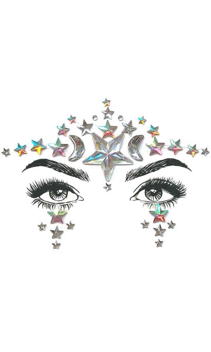Celestial Festival Self Adhesive Face Jewels Stars and Moons Costume Accessory Main Image