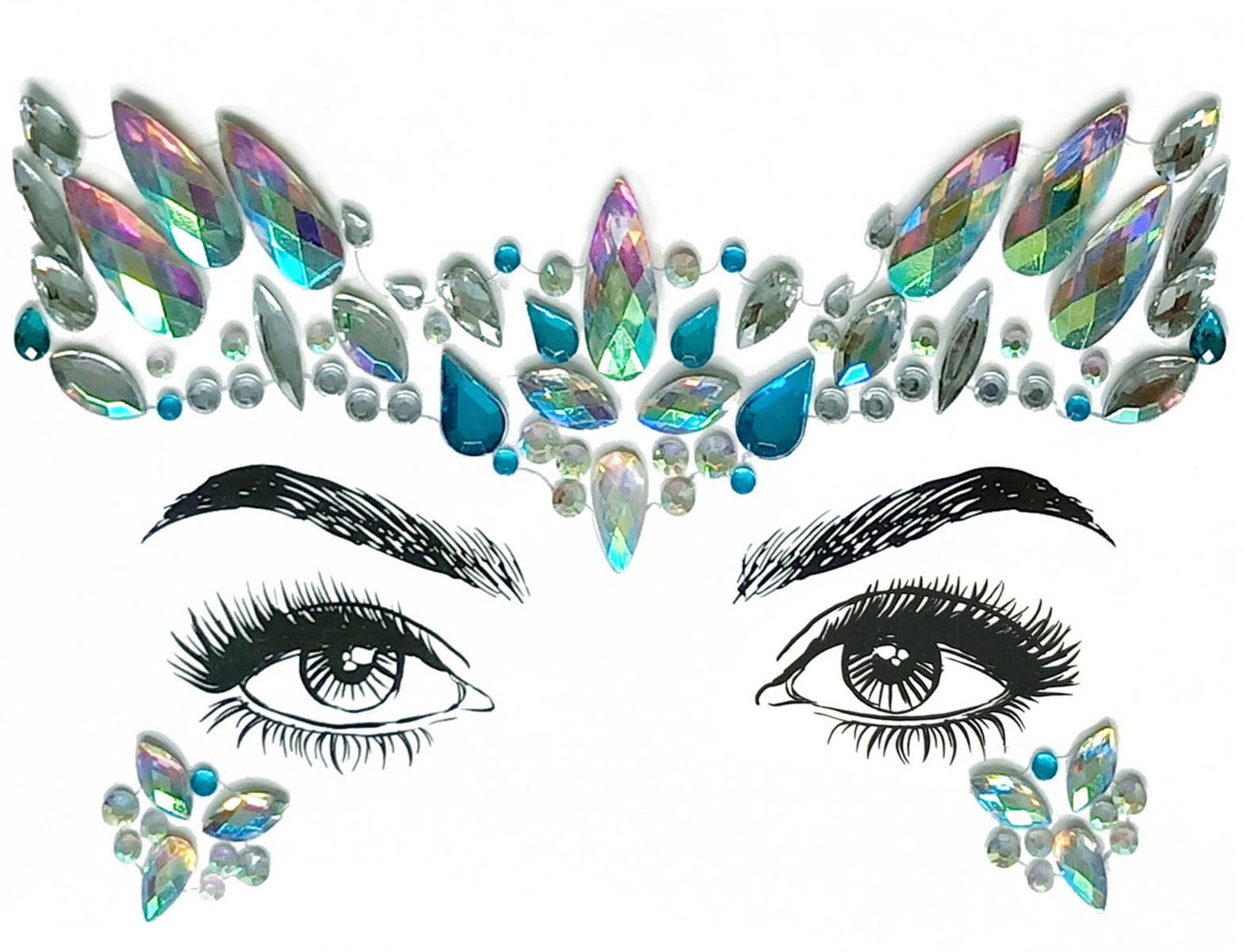 Diamond Daze Mermaid Festival Self Adhesive Face Jewels Costume Accessory Zoom Image
