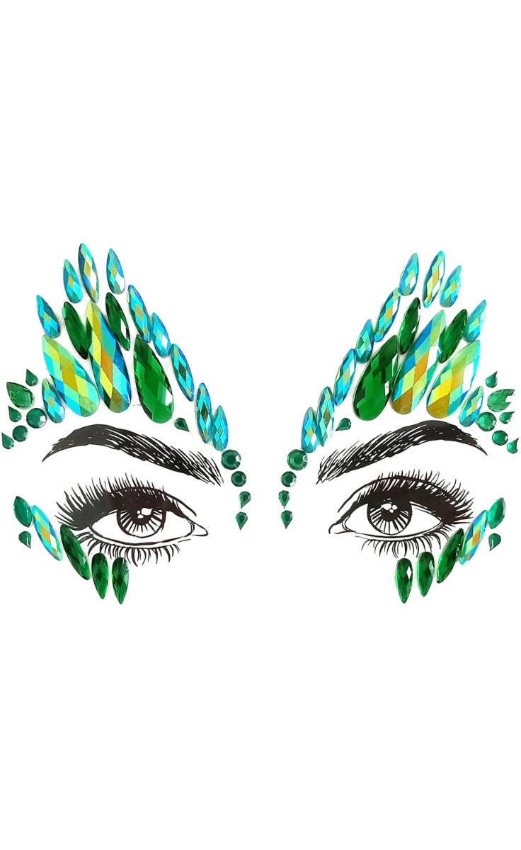 Diamond Daze Poison Ivy Batman Mardi Gras Music Festival Self Adhesive Face Jewels Costume Accessory Main Image