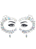 Silver Carnivale Round Eye Stick On Face Gems - Main Image