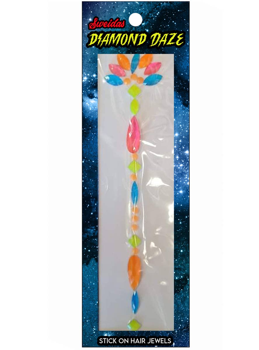 Neon Rave Babe Stick On Hair Jewels - Packaging Image