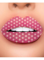 Pink and White Stars Pattern Temporary Lip Tattoo Costume Makeup