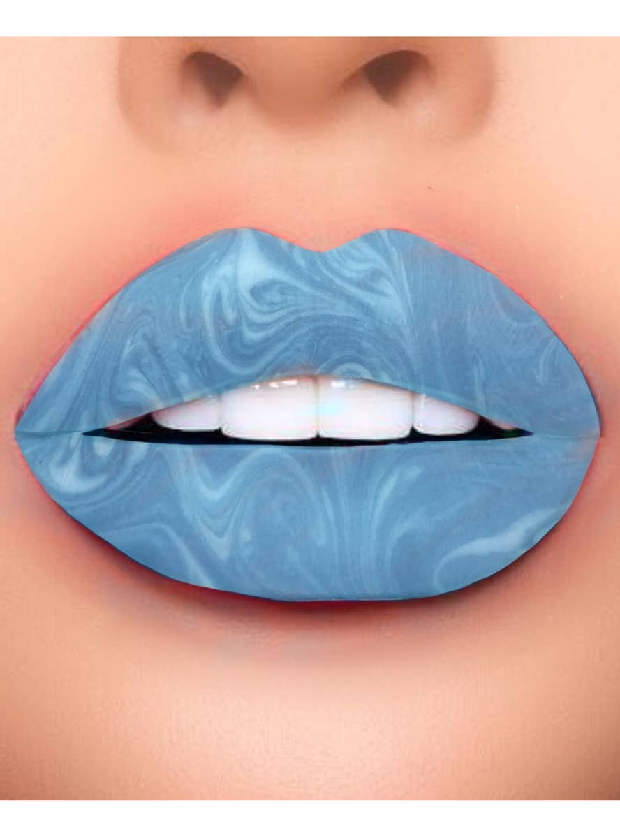 Blue Swirl Temporary Lip Tattoo Costume Makeup