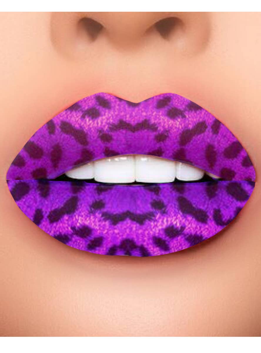 Purple Cheetah Print Temporary Lip Tattoo Costume Makeup