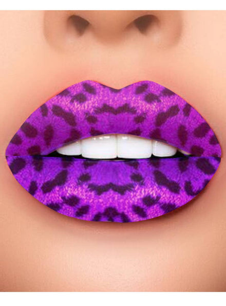 Purple Cheetah Print Temporary Lip Tattoo Costume Makeup