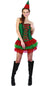 Red and Green Christmas Sexy Elf Women's CHristmas Costumes with Matching Hat - Main Image
