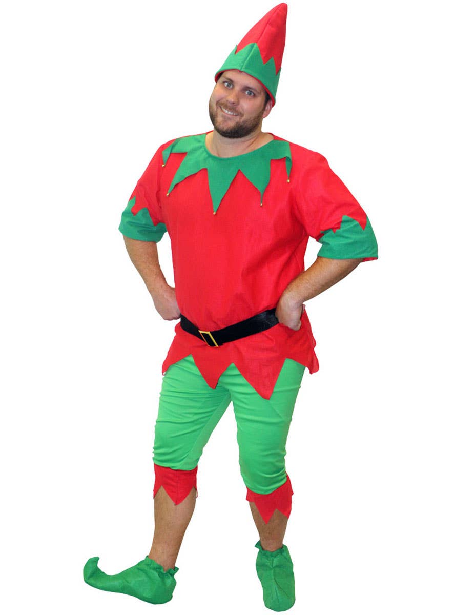 Red and Green Aussie Elf Costume for Men