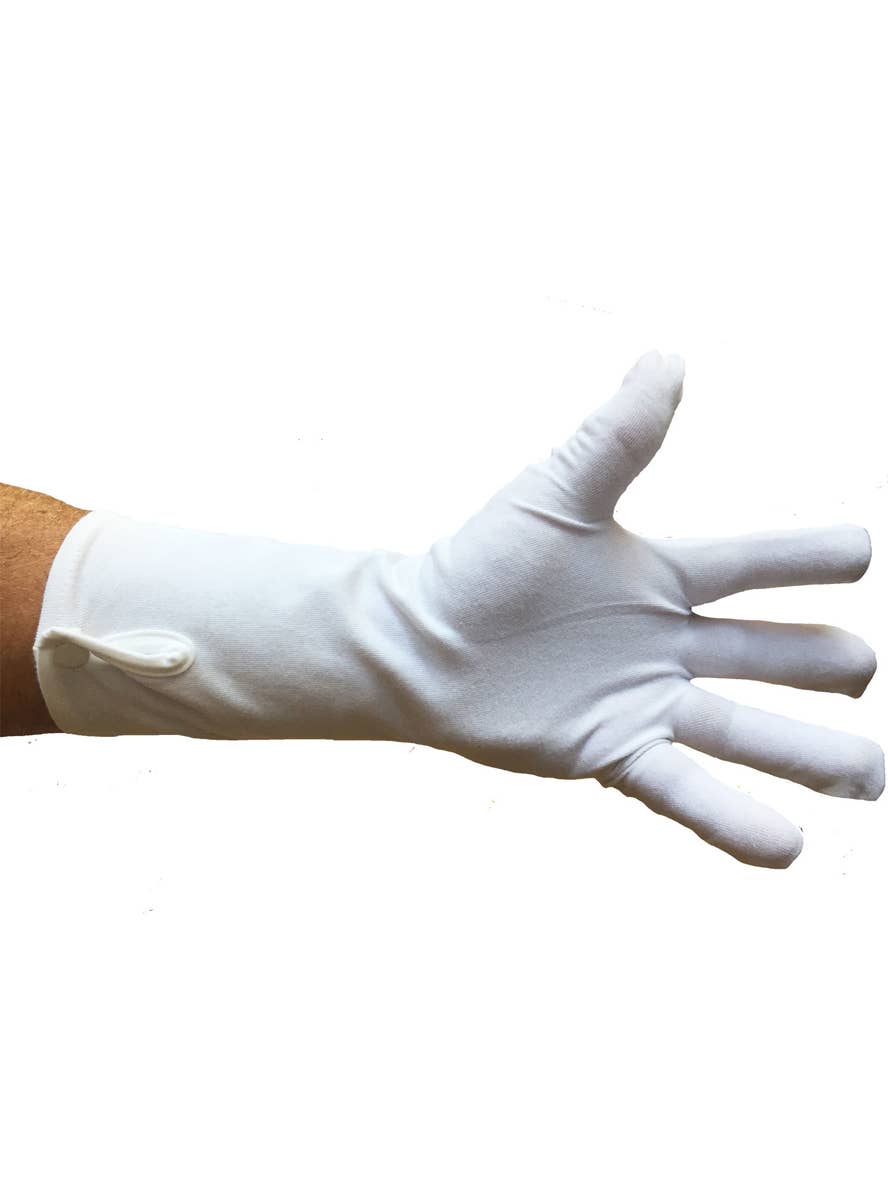 Men's White Costume Gloves with Button Alternate Image