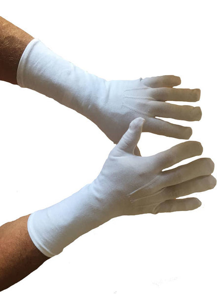 Men's White Costume Gloves with Button Main Image