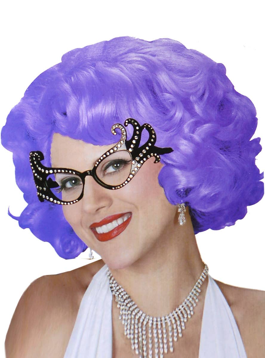 Women's Bright Purple Dame Edna Costume Wig