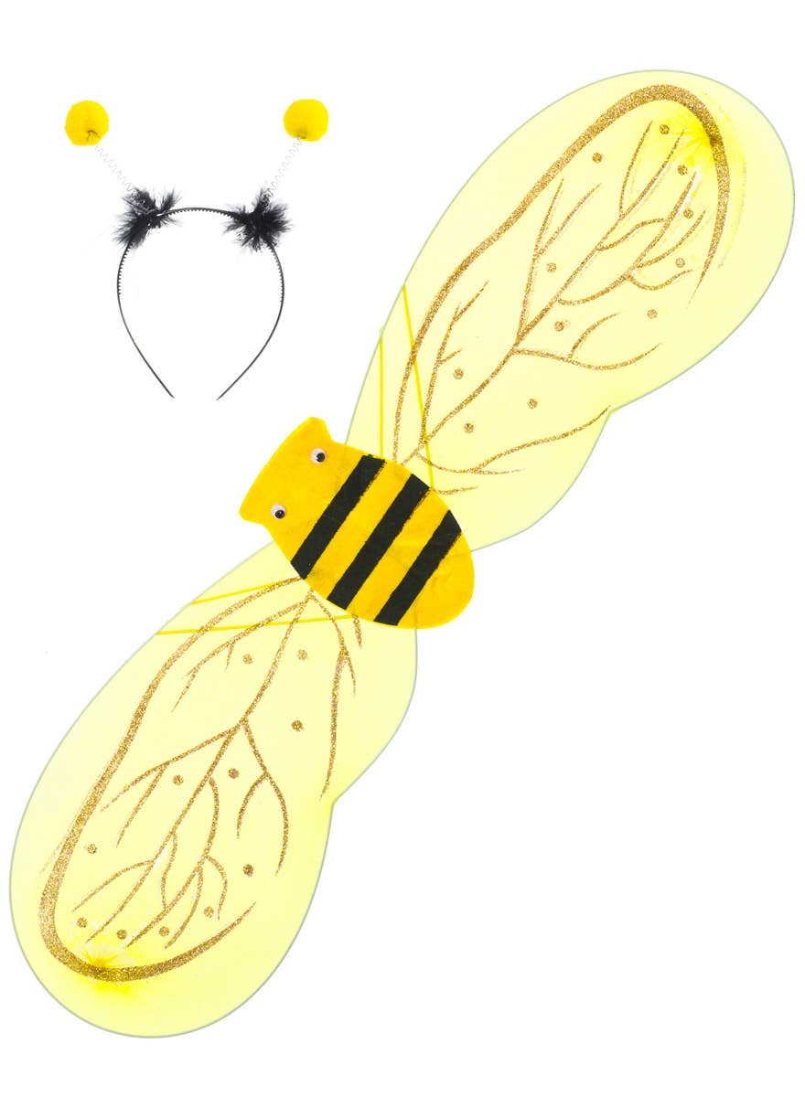 Girls Bumblebee Wings and Headband Set - Close Image