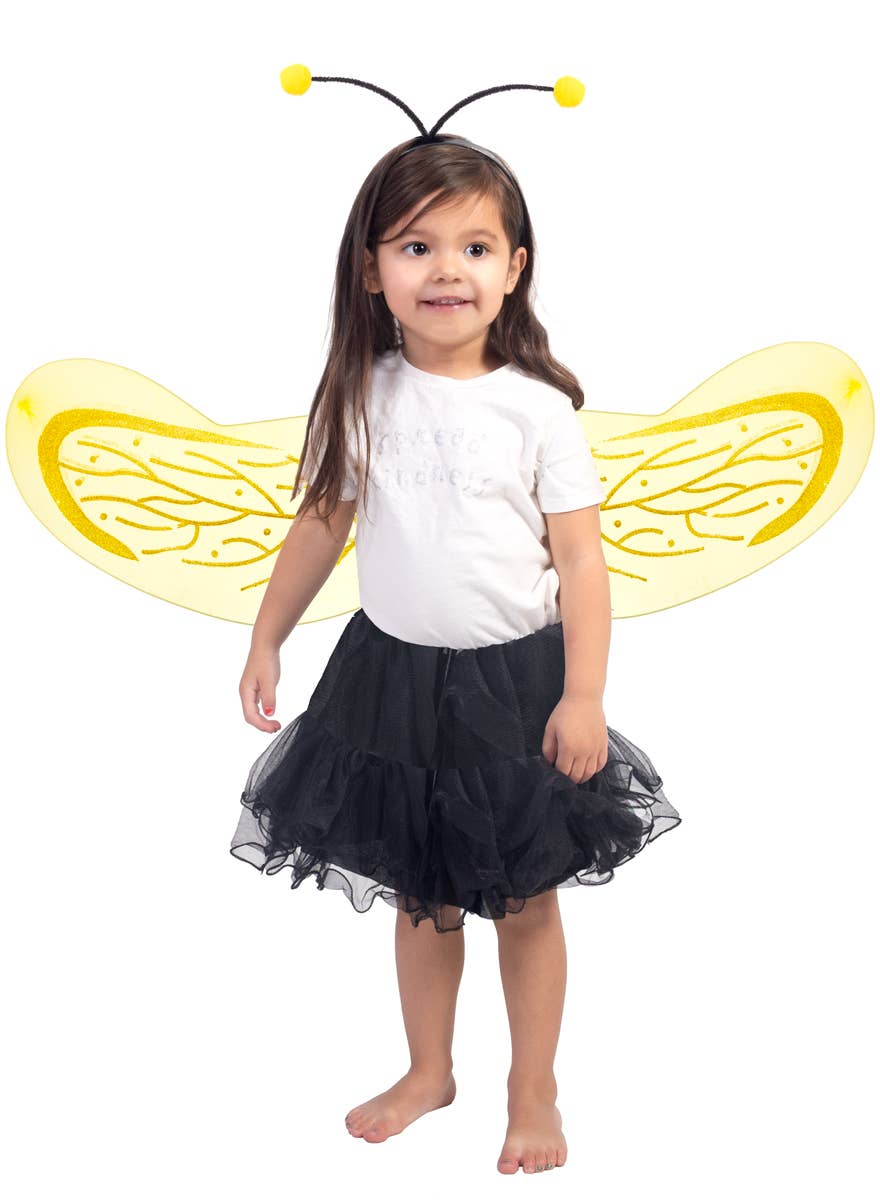 Girls Yellow Bumblebee Costume Wings and Headband Set - Main Image