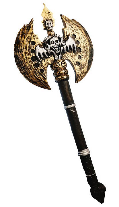 Medieval Viking Gold Double Bladed Battle Axe Costume Accessory