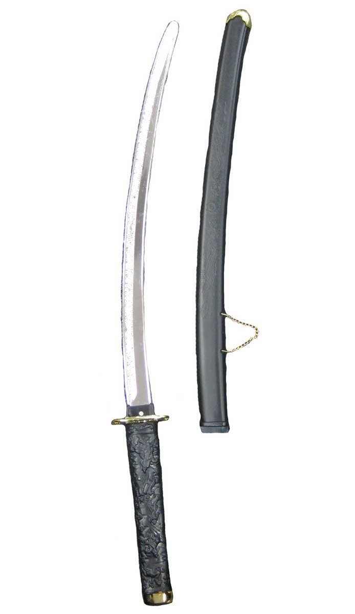 Black Handled Japanese Ninja Samurai Costume Sword Accessory