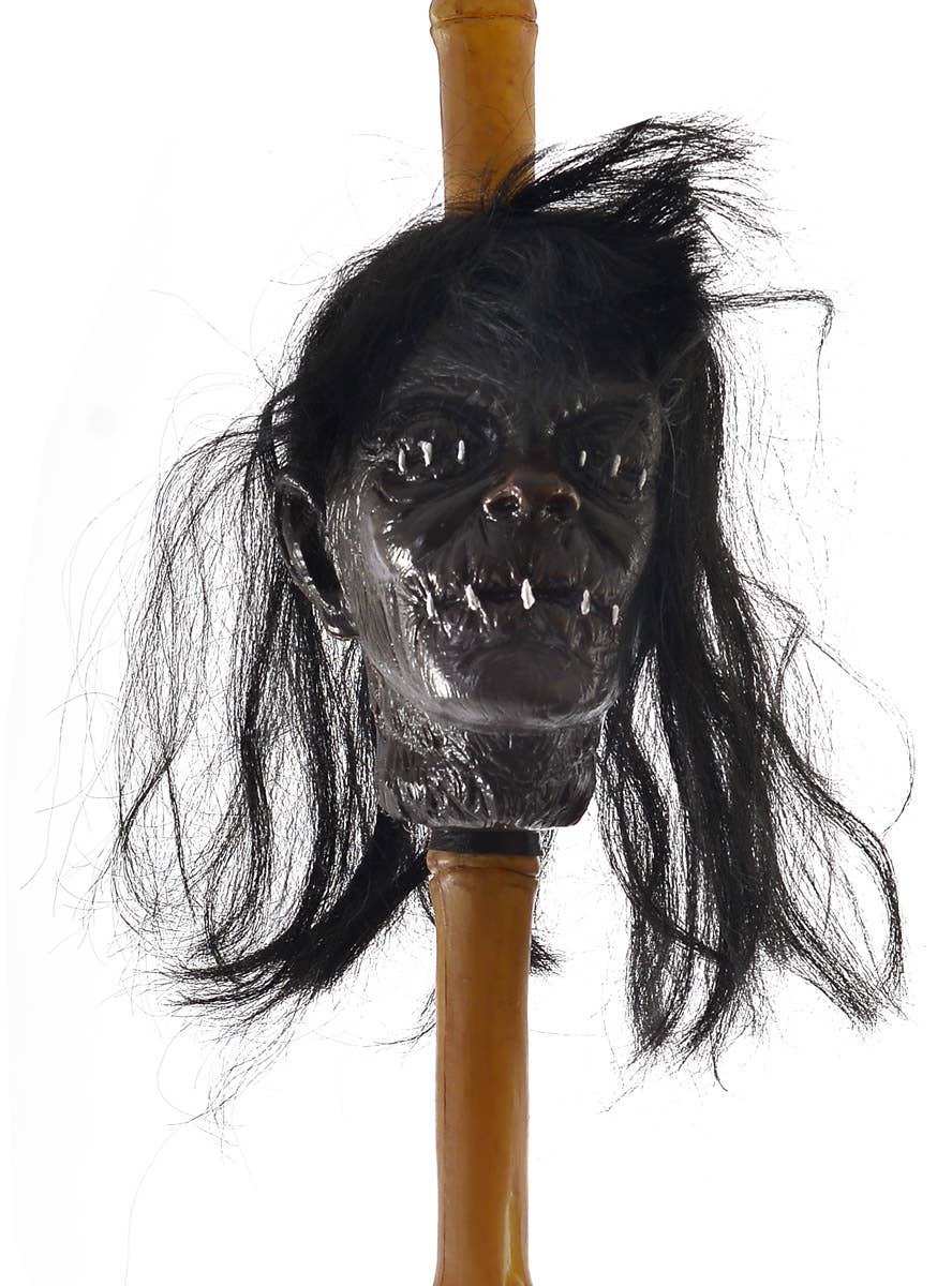 Image of Costume Accessory Head Hunters Shrunken Head on Stick Costume Weapon - Close Image