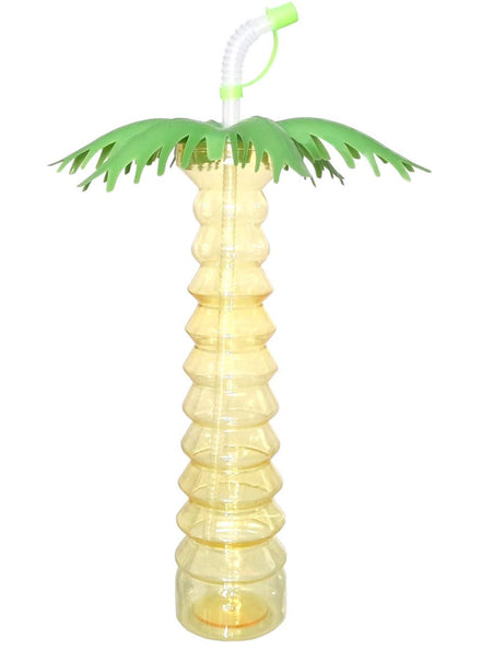 Image of Tropical Yellow 450ml Palm Tree Yard Cup Party Tableware