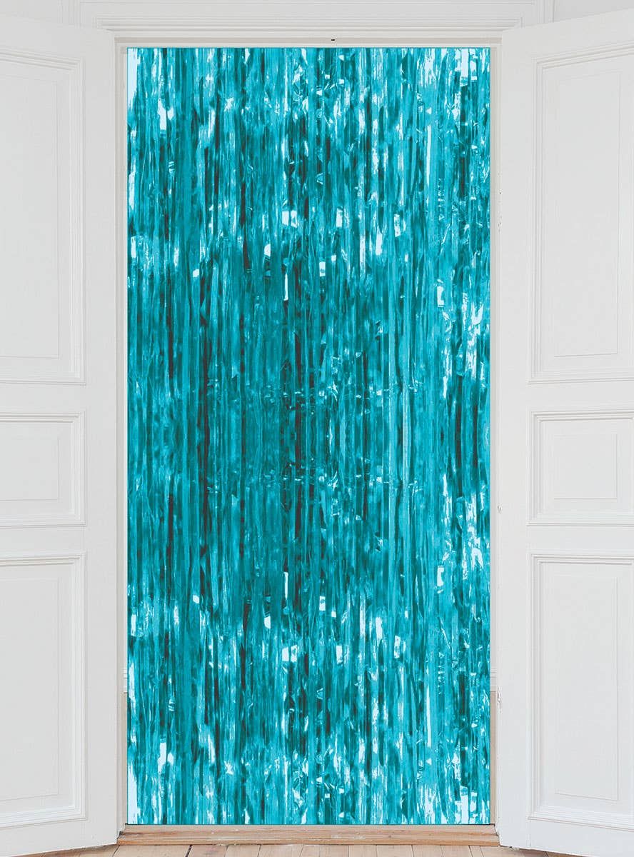 Image of Teal Foil Tassel 2m x 90cm Backdrop Decoration